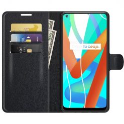 Peňaženkové puzdro Litchi čierne – Realme 8 5G | Lacné Kryty Lacné Kryty | Peňaženkové puzdro Litchi čierne – Realme 8 5G | Lacné Kryty