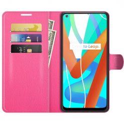 Peňaženkové puzdro Litchi ružové – Realme 8 5G | Lacné Kryty Lacné Kryty | Peňaženkové puzdro Litchi ružové – Realme 8 5G | Lacné Kryty