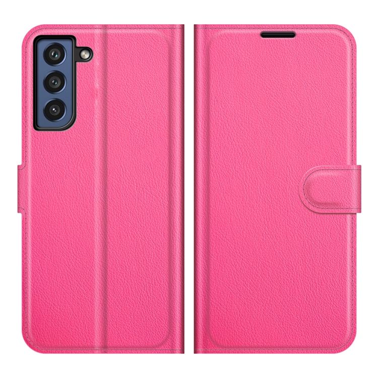 Peňaženkové puzdro Litchi ružové – Samsung Galaxy S21 FE