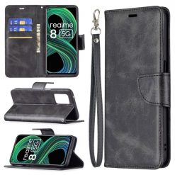 Lacné Kryty | Peňaženkové puzdro Retro Lambskin čierne – Realme 8 5G | Lacné Kryty