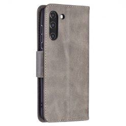 Lacné Kryty | Peňaženkové puzdro Retro Lambskin sivé – Samsung Galaxy S21 FE | Lacné Kryty