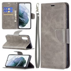 Lacné Kryty | Peňaženkové puzdro Retro Lambskin sivé – Samsung Galaxy S21 FE | Lacné Kryty