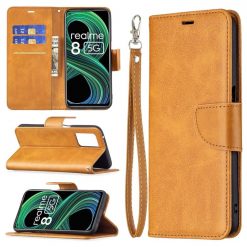 Lacné Kryty | Peňaženkové puzdro Retro Lambskin žlté – Realme 8 5G | Lacné Kryty