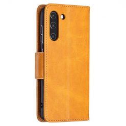 Lacné Kryty | Peňaženkové puzdro Retro Lambskin žlté – Samsung Galaxy S21 FE | Lacné Kryty