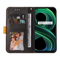 Lacné Kryty | Peňaženkové puzdro Stitching čierno-oranžové – Realme 8 5G | Lacné Kryty