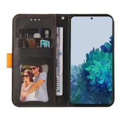 Peňaženkové puzdro Stitching čierno-oranžové – Samsung Galaxy S21 FE | Lacné Kryty Lacné Kryty | Peňaženkové puzdro Stitching čierno-oranžové – Samsung Galaxy S21 FE | Lacné Kryty