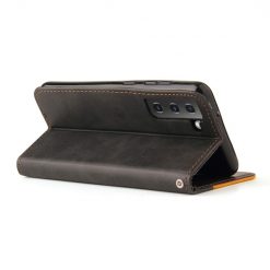 Peňaženkové puzdro Stitching čierno-oranžové – Samsung Galaxy S21 FE | Lacné Kryty Lacné Kryty | Peňaženkové puzdro Stitching čierno-oranžové – Samsung Galaxy S21 FE | Lacné Kryty