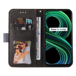 Lacné Kryty | Peňaženkové puzdro Stitching čierno-sivé – Realme 8 5G | Lacné Kryty