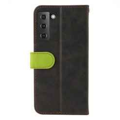 Lacné Kryty | Peňaženkové puzdro Stitching čierno-zelené – Samsung Galaxy S21 FE | Lacné Kryty