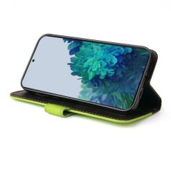 Lacné Kryty | Peňaženkové puzdro Stitching čierno-zelené – Samsung Galaxy S21 FE | Lacné Kryty