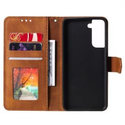 Peňaženkové puzdro Stitchy Book Case hnedé – Samsung Galaxy S21 FE | Lacné Kryty Lacné Kryty | Peňaženkové puzdro Stitchy Book Case hnedé – Samsung Galaxy S21 FE | Lacné Kryty