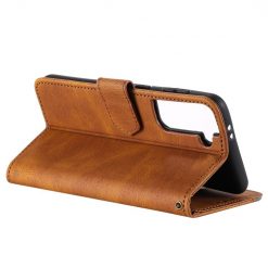 Peňaženkové puzdro Stitchy Book Case hnedé – Samsung Galaxy S21 FE | Lacné Kryty Lacné Kryty | Peňaženkové puzdro Stitchy Book Case hnedé – Samsung Galaxy S21 FE | Lacné Kryty