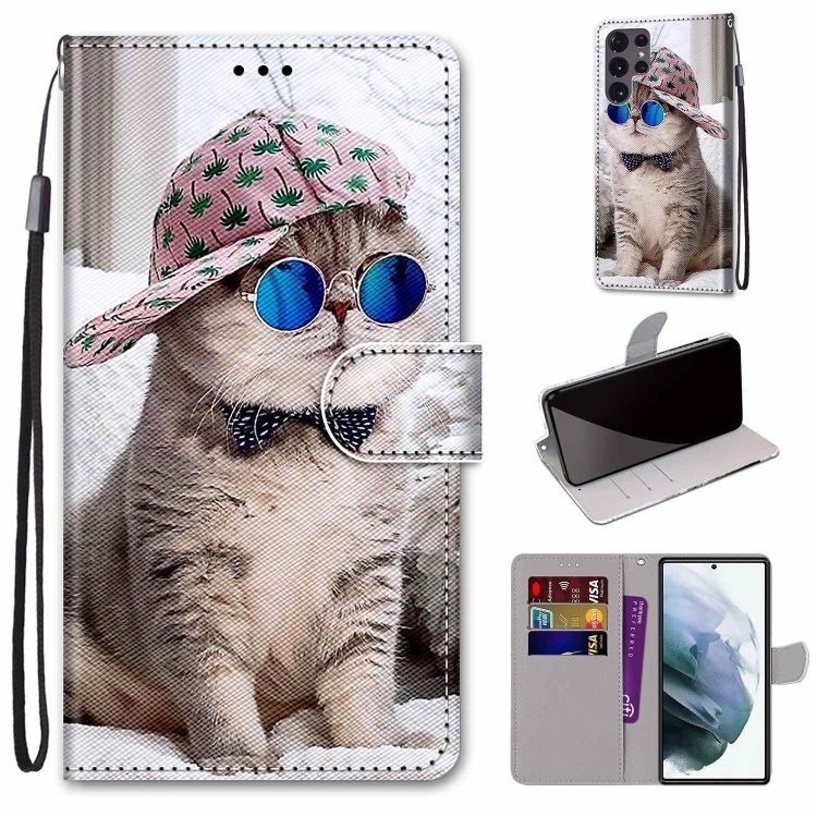 Knižkové puzdro Trendy Cross case Super mačka – Samsung Galaxy S22 Ultra