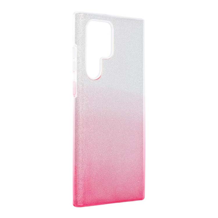 Ligotavý Kryt Forcell Shining transparentno-ružový – Samsung Galaxy S22 Ultra