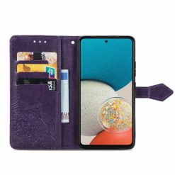 Peňaženkové puzdro Embossing Pattern Mandala Flower fialové – Samsung Galaxy A53 5G | Lacné Kryty Lacné Kryty | Peňaženkové puzdro Embossing Pattern Mandala Flower fialové – Samsung Galaxy A53 5G | Lacné Kryty