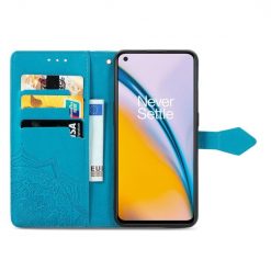 Lacné Kryty | Peňaženkové puzdro Embossing Pattern Mandala Flower modré – OnePlus Nord 2 5G | Lacné Kryty