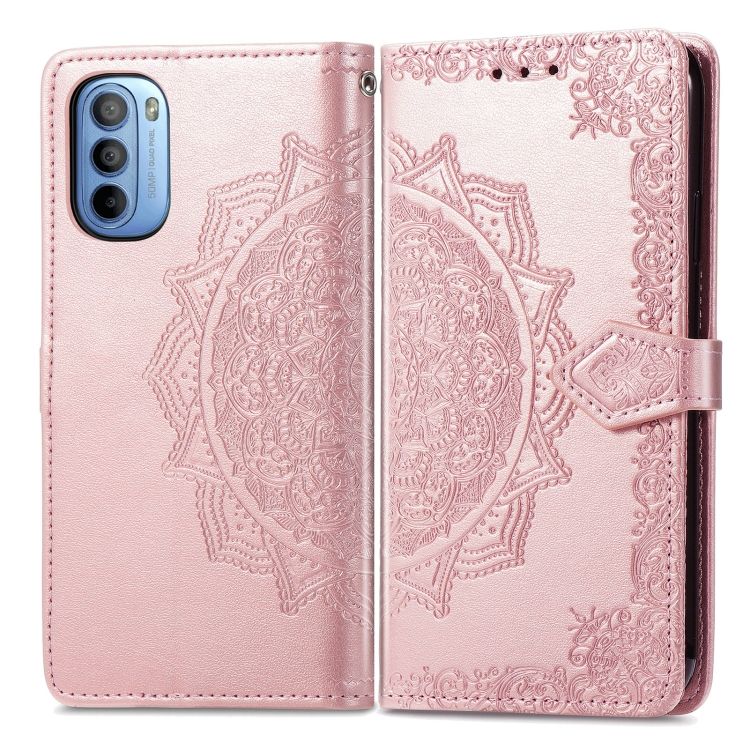 Peňaženkové puzdro Embossing Pattern Mandala Flower ružové – Motorola Moto G31 / G41