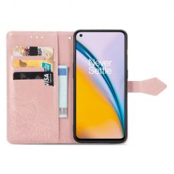 Lacné Kryty | Peňaženkové puzdro Embossing Pattern Mandala Flower ružové – OnePlus Nord 2 5G | Lacné Kryty