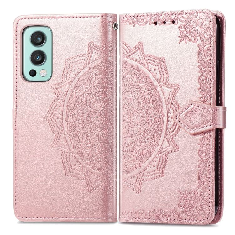 Peňaženkové puzdro Embossing Pattern Mandala Flower ružové – OnePlus Nord 2 5G