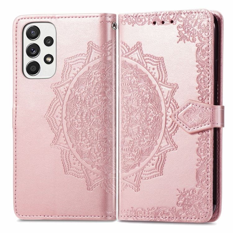 Peňaženkové puzdro Embossing Pattern Mandala Flower ružové – Samsung Galaxy A53 5G