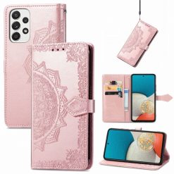Lacné Kryty | Peňaženkové puzdro Embossing Pattern Mandala Flower ružové – Samsung Galaxy A53 5G | Lacné Kryty
