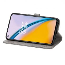 Lacné Kryty | Peňaženkové puzdro Embossing Pattern Mandala Flower sivé – OnePlus Nord 2 5G | Lacné Kryty