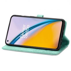 Lacné Kryty | Peňaženkové puzdro Embossing Pattern Mandala Flower zelené – OnePlus Nord 2 5G | Lacné Kryty