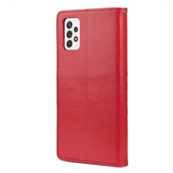 Lacné Kryty | Peňaženkové puzdro Embossing Pattern Motýľ a kvet červené – Samsung Galaxy A53 5G | Lacné Kryty