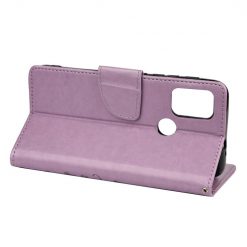 Lacné Kryty | Peňaženkové puzdro Embossing Pattern Motýľ a kvet fialové – Motorola Moto G30 / G10 | Lacné Kryty