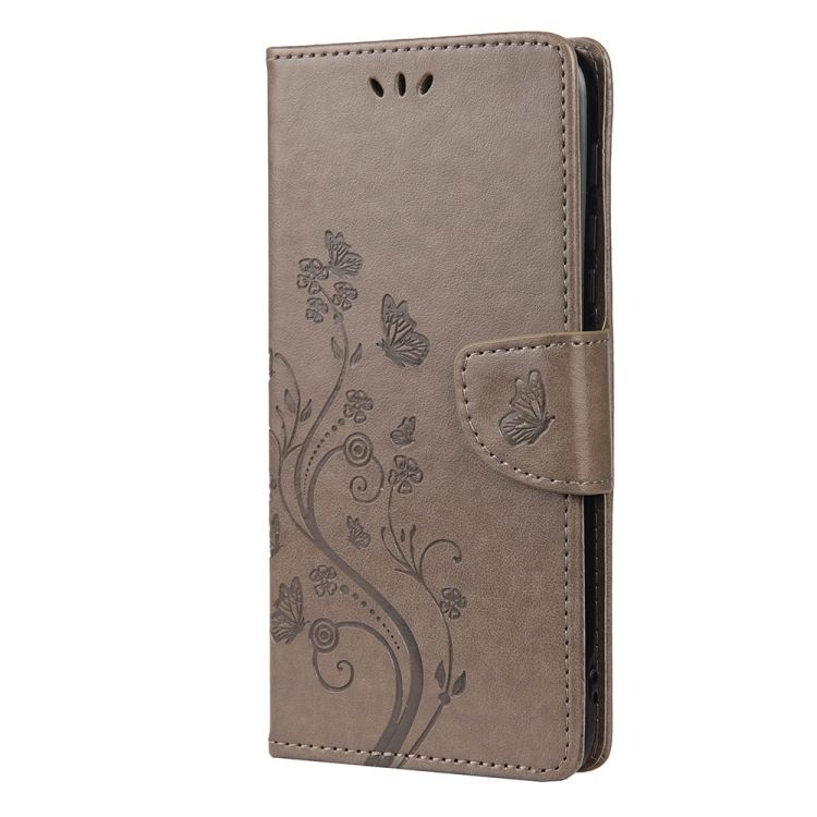 Peňaženkové puzdro Embossing Pattern Motýľ a kvet hnedé – Motorola Moto G30 / G10