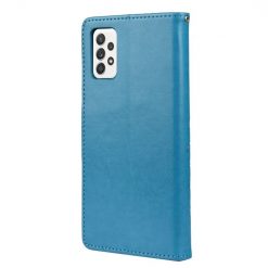 Lacné Kryty | Peňaženkové puzdro Embossing Pattern Motýľ a kvet modré – Samsung Galaxy A53 5G | Lacné Kryty