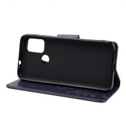 Lacné Kryty | Peňaženkové puzdro Embossing Pattern Motýľ a kvet tmavofialové – Motorola Moto G30 / G10 | Lacné Kryty