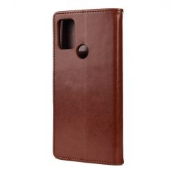 Lacné Kryty | Peňaženkové puzdro Embossing Pattern Motýľ a kvet tmavohnedé – Motorola Moto G30 / G10 | Lacné Kryty