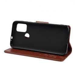 Lacné Kryty | Peňaženkové puzdro Embossing Pattern Motýľ a kvet tmavohnedé – Motorola Moto G30 / G10 | Lacné Kryty