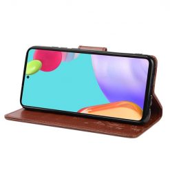 Peňaženkové puzdro Embossing Pattern Motýľ a kvet tmavohnedé – Samsung Galaxy A53 5G | Lacné Kryty Lacné Kryty | Peňaženkové puzdro Embossing Pattern Motýľ a kvet tmavohnedé – Samsung Galaxy A53 5G | Lacné Kryty