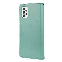 Lacné Kryty | Peňaženkové puzdro Embossing Pattern Motýľ a kvet zelené – Samsung Galaxy A53 5G | Lacné Kryty