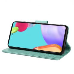 Lacné Kryty | Peňaženkové puzdro Embossing Pattern Motýľ a kvet zelené – Samsung Galaxy A53 5G | Lacné Kryty
