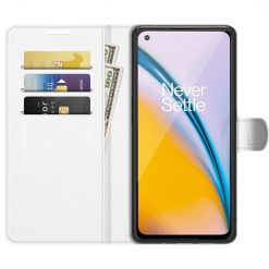 Lacné Kryty | Peňaženkové puzdro Litchi biele – OnePlus Nord 2 5G | Lacné Kryty