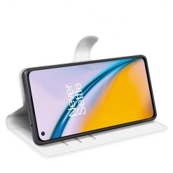 Lacné Kryty | Peňaženkové puzdro Litchi biele – OnePlus Nord 2 5G | Lacné Kryty