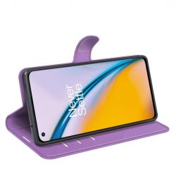 Lacné Kryty | Peňaženkové puzdro Litchi fialové – OnePlus Nord 2 5G | Lacné Kryty