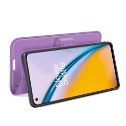 Lacné Kryty | Peňaženkové puzdro Litchi fialové – OnePlus Nord 2 5G | Lacné Kryty