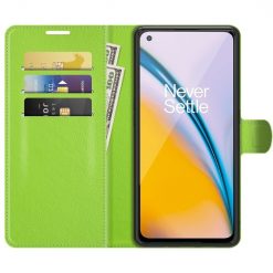 Lacné Kryty | Peňaženkové puzdro Litchi limetkové – OnePlus Nord 2 5G | Lacné Kryty