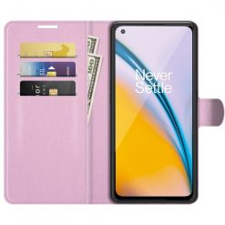 Lacné Kryty | Peňaženkové puzdro Litchi ružové – OnePlus Nord 2 5G | Lacné Kryty