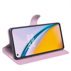 Lacné Kryty | Peňaženkové puzdro Litchi ružové – OnePlus Nord 2 5G | Lacné Kryty