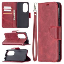 Lacné Kryty | Peňaženkové puzdro Retro Lambskin červené – Huawei P50 Pro | Lacné Kryty