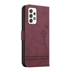Lacné Kryty | Peňaženkové puzdro Retro Smile bordové – Samsung Galaxy A53 5G | Lacné Kryty