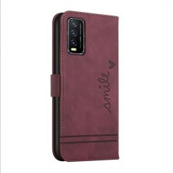 Lacné Kryty | Peňaženkové puzdro Retro Smile bordové – Vivo Y20s | Lacné Kryty