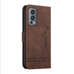 Lacné Kryty | Peňaženkové puzdro Retro Smile hnedé – OnePlus Nord 2 5G | Lacné Kryty