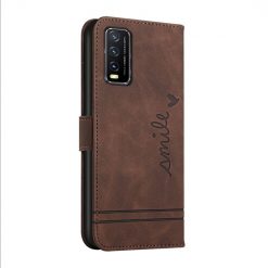 Lacné Kryty | Peňaženkové puzdro Retro Smile hnedé – Vivo Y20s | Lacné Kryty