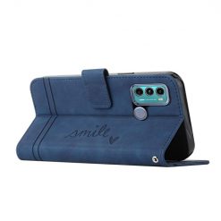 Peňaženkové puzdro Retro Smile modré – Motorola Moto G31 / G41 | Lacné Kryty Lacné Kryty | Peňaženkové puzdro Retro Smile modré – Motorola Moto G31 / G41 | Lacné Kryty